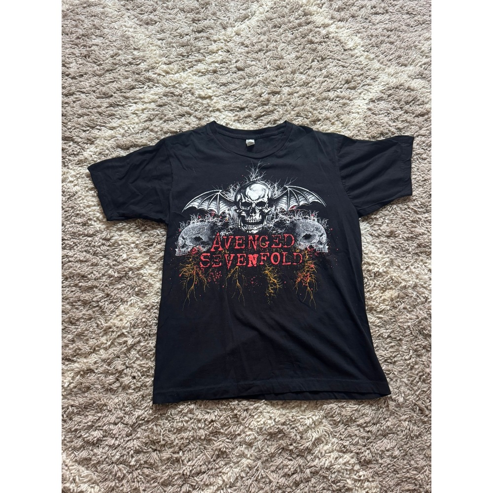 Avenged Sevenfold Deathbat Graphic T-Shirt Mens Medium Black Tultex Band Tee